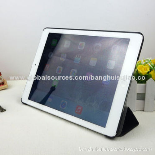 Leather Case for iPad Air, Standing, 3 Folding Functions, Fashionable Design, PU + PC Materials